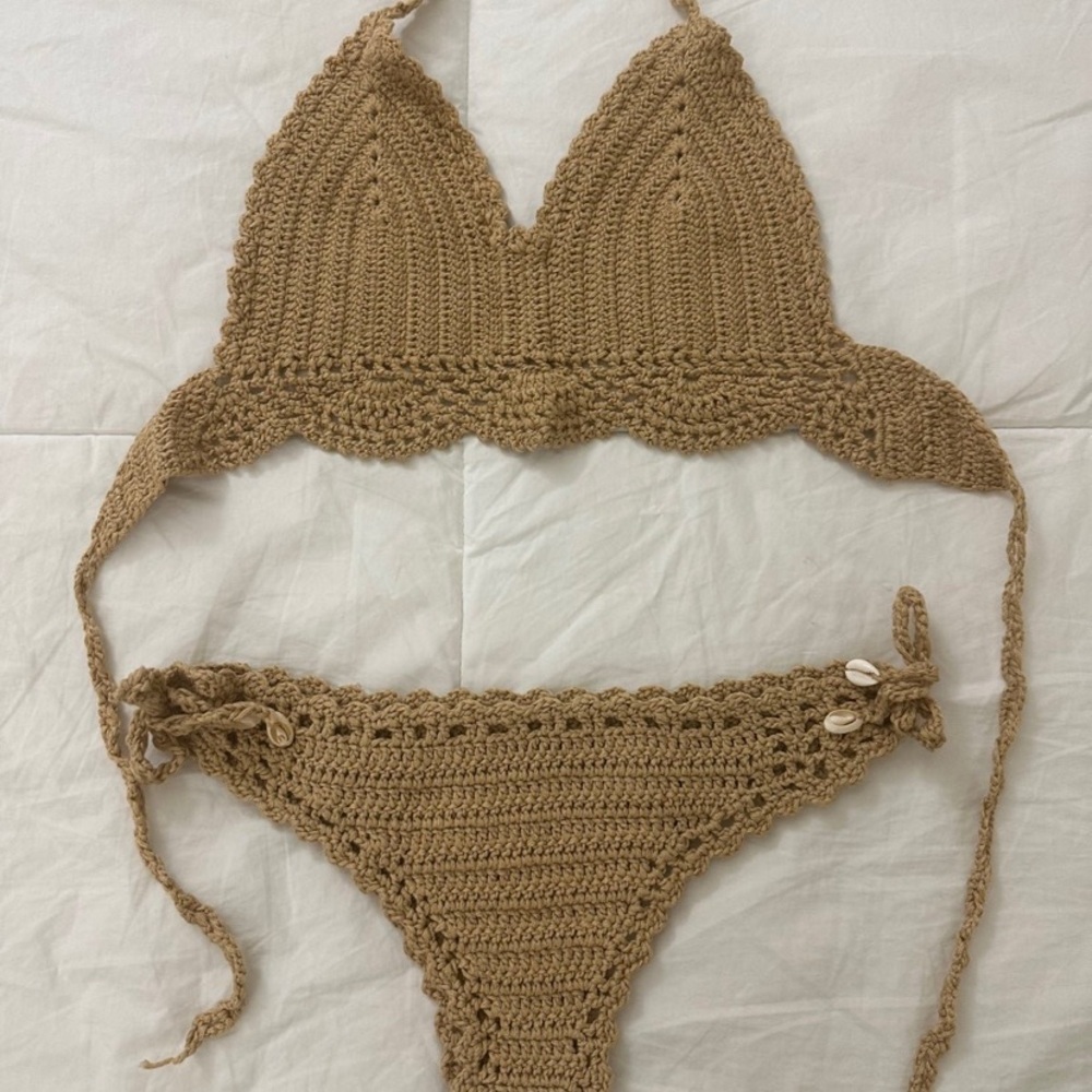 Handmade Crochet Bikini Set in Tan
